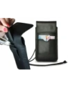 LURESKO VISSA 4XL husă din piele pentru gât 170x80x9mm (neagră lucioasă cu fir negru)