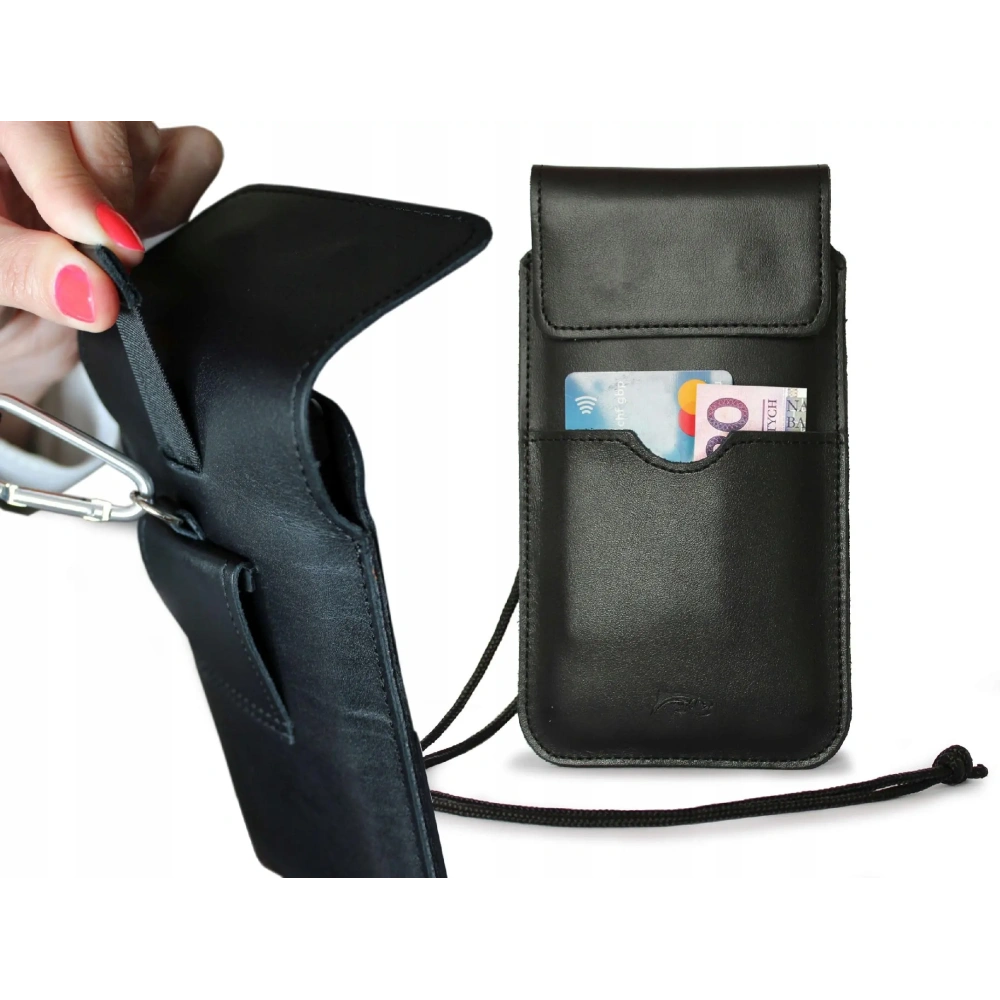 Wholesale LURESKO VISSA 4XL leather case for neck 170x80x9mm (black smooth with black thread) - LUR60 - {ean13} - Hurt