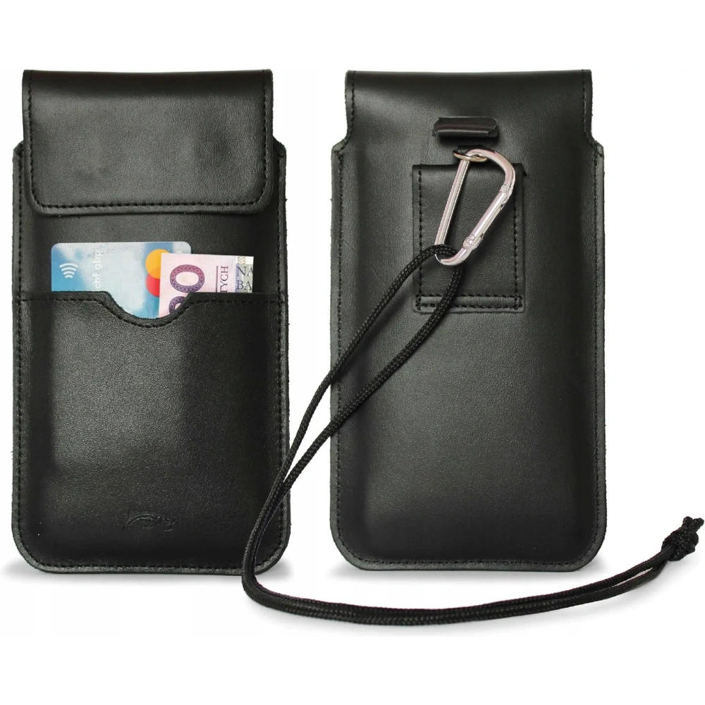 Wholesale LURESKO VISSA 4XL leather case for neck 170x80x9mm (black smooth with black thread) - LUR60 - {ean13} - Hurt