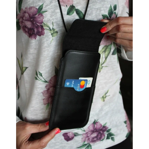 Skórzane etui LURESKO VISSA 4XL na szyję 170x80x9mm (czarny gładki czarna nić)