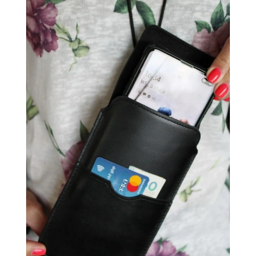 Skórzane etui LURESKO VISSA 4XL na szyję 170x80x9mm (czarny gładki czarna nić)