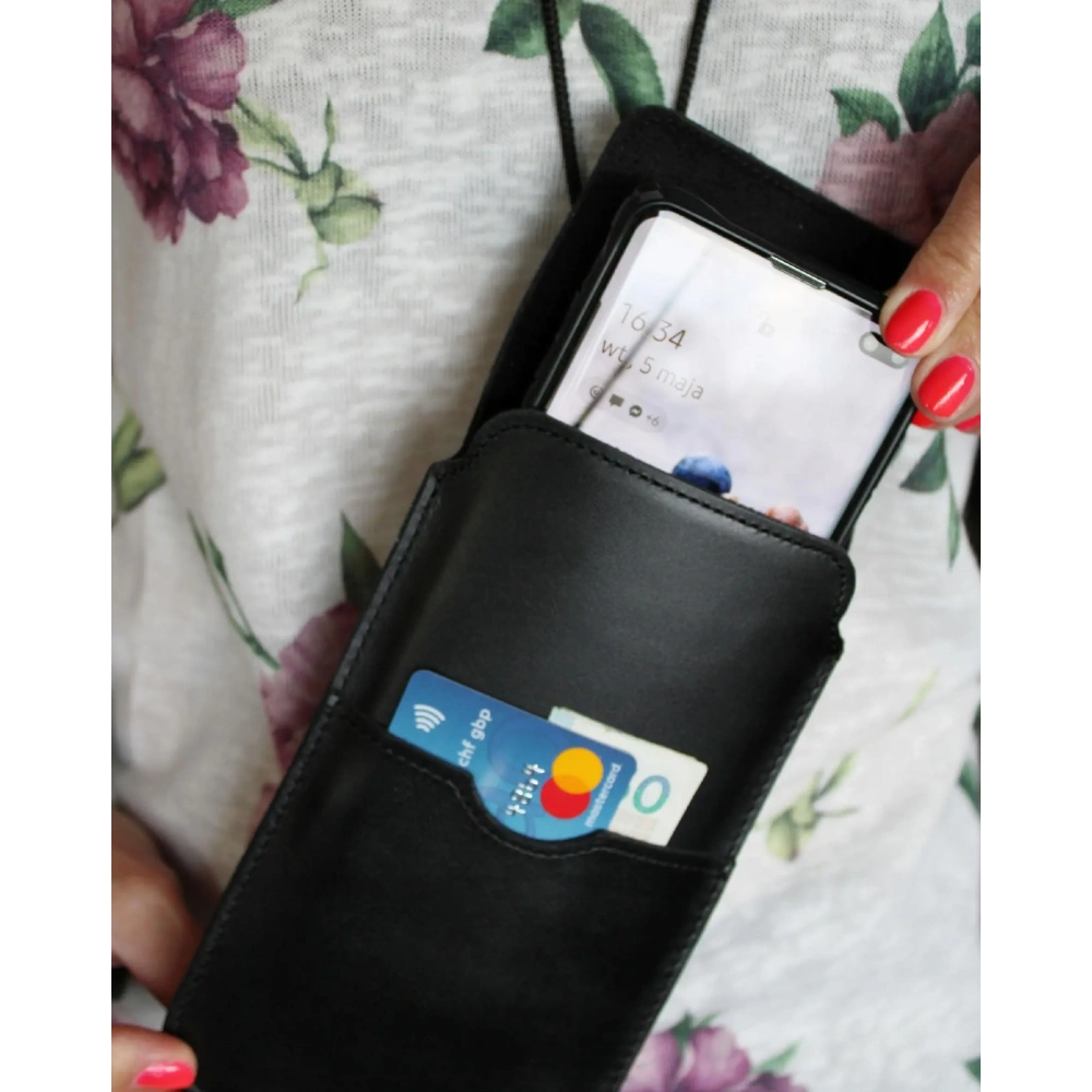 Wholesale LURESKO VISSA 4XL leather case for neck 170x80x9mm (black smooth with black thread) - LUR60 - {ean13} - Hurt