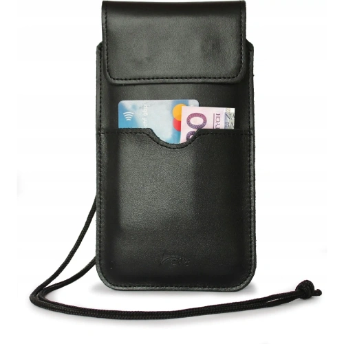 Skórzane etui LURESKO VISSA 4XL na szyję 170x80x9mm (czarny gładki czarna nić)