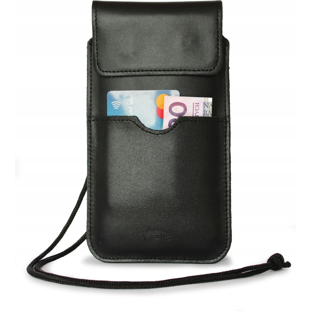 Wholesale LURESKO VISSA 4XL leather case for neck 170x80x9mm (black smooth with black thread) - LUR60 - {ean13} - Hurt
