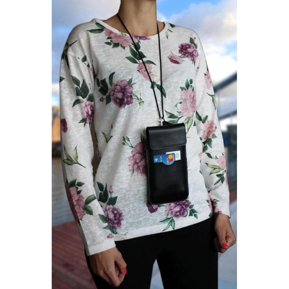Wholesale LURESKO VISSA 4XL leather case for neck 170x80x9mm (black smooth with black thread) - LUR60 - {ean13} - Hurt