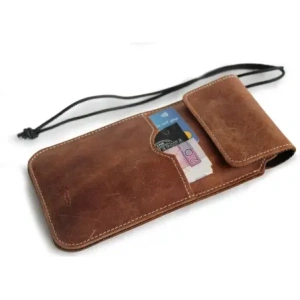 Wholesale LURESKO VISSA 4XL leather case for neck 170x80x9mm (vintage brown with white thread) - LUR61 - {ean13} - Hurt