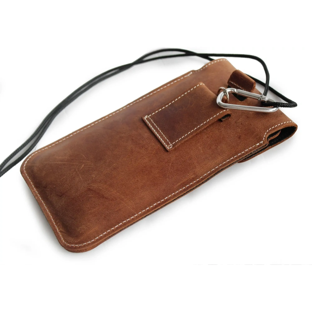 Wholesale LURESKO VISSA 4XL leather case for neck 170x80x9mm (vintage brown with white thread) - LUR61 - {ean13} - Hurt