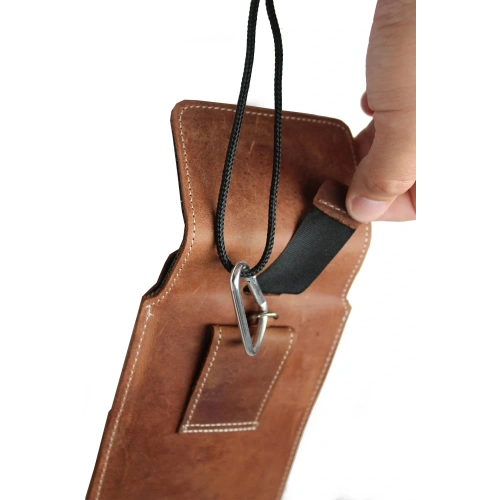 Skórzane etui LURESKO VISSA 4XL na szyję 170x80x9mm (brązowy vintage biała nić)