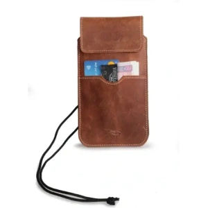 Wholesale LURESKO VISSA 4XL leather case for neck 170x80x9mm (vintage brown with white thread) - LUR61 - {ean13} - Hurt