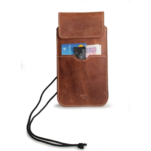 Skórzane etui LURESKO VISSA 4XL na szyję 170x80x9mm (brązowy vintage biała nić)