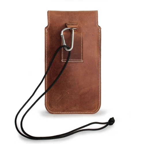 Skórzane etui LURESKO VISSA 4XL na szyję 170x80x9mm (brązowy vintage biała nić)