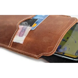 Wholesale LURESKO VISSA 4XL leather case for neck 170x80x9mm (vintage brown with white thread) - LUR61 - {ean13} - Hurt
