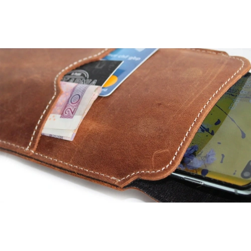 Skórzane etui LURESKO VISSA 4XL na szyję 170x80x9mm (brązowy vintage biała nić)