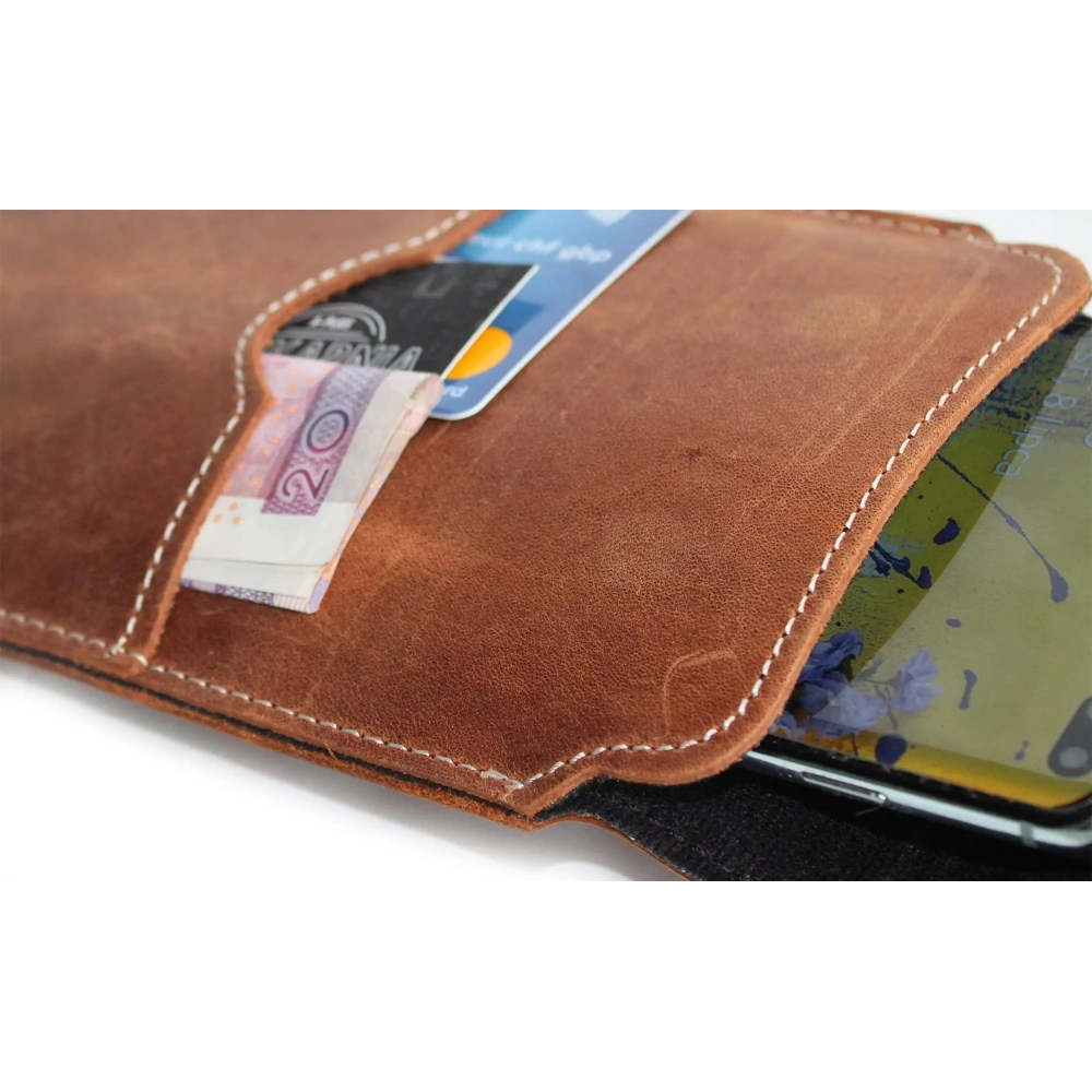 Wholesale LURESKO VISSA 4XL leather case for neck 170x80x9mm (vintage brown with white thread) - LUR61 - {ean13} - Hurt