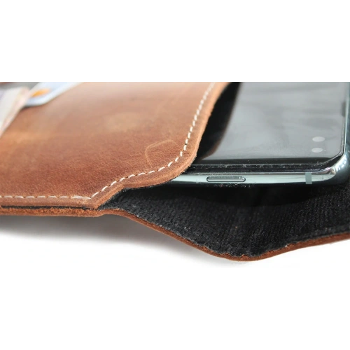 Skórzane etui LURESKO VISSA 4XL na szyję 170x80x9mm (brązowy vintage biała nić)