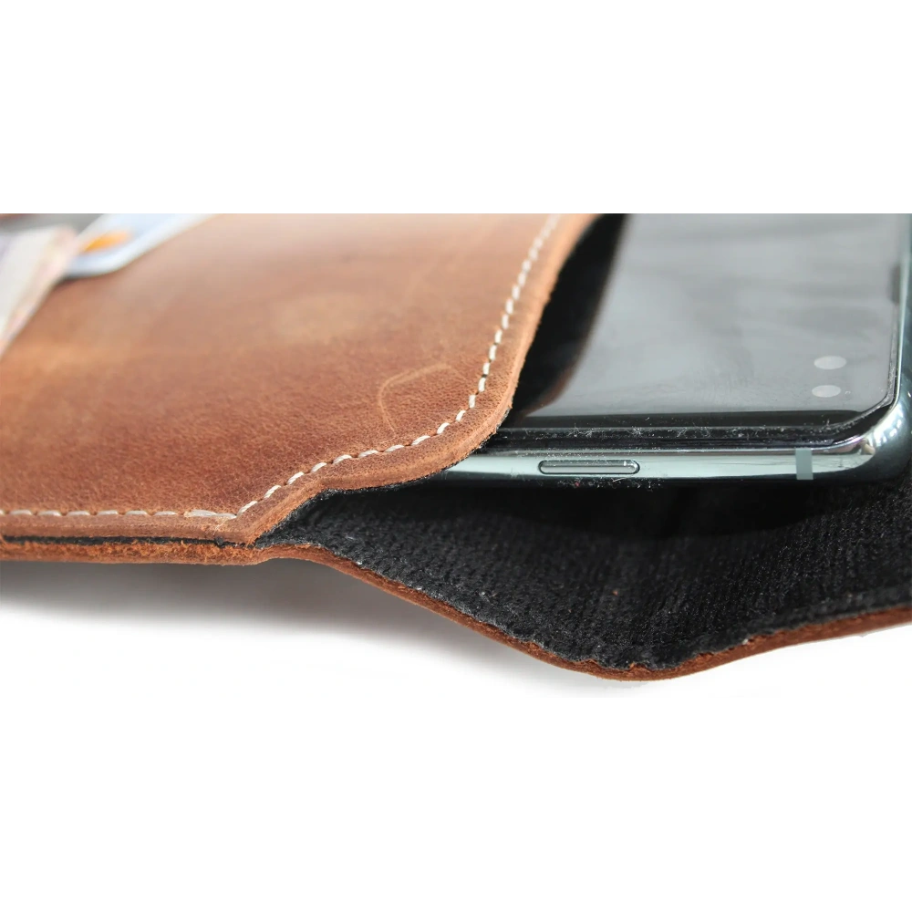 Wholesale LURESKO VISSA 4XL leather case for neck 170x80x9mm (vintage brown with white thread) - LUR61 - {ean13} - Hurt