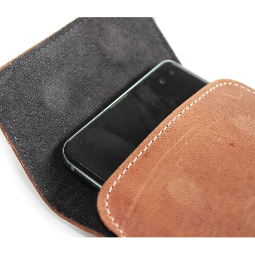 Skórzane etui LURESKO VISSA 4XL na szyję 170x80x9mm (brązowy vintage biała nić)