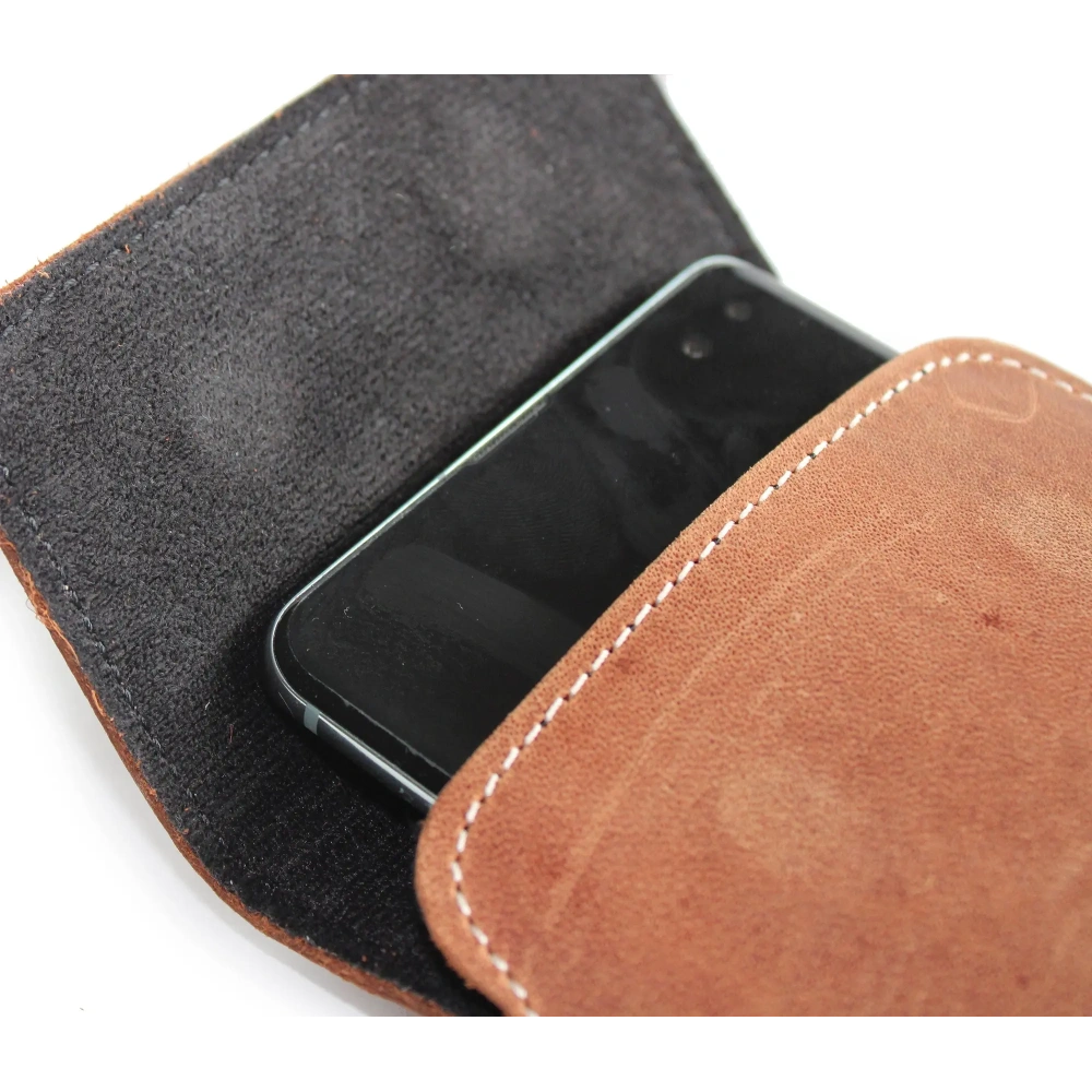 Wholesale LURESKO VISSA 4XL leather case for neck 170x80x9mm (vintage brown with white thread) - LUR61 - {ean13} - Hurt