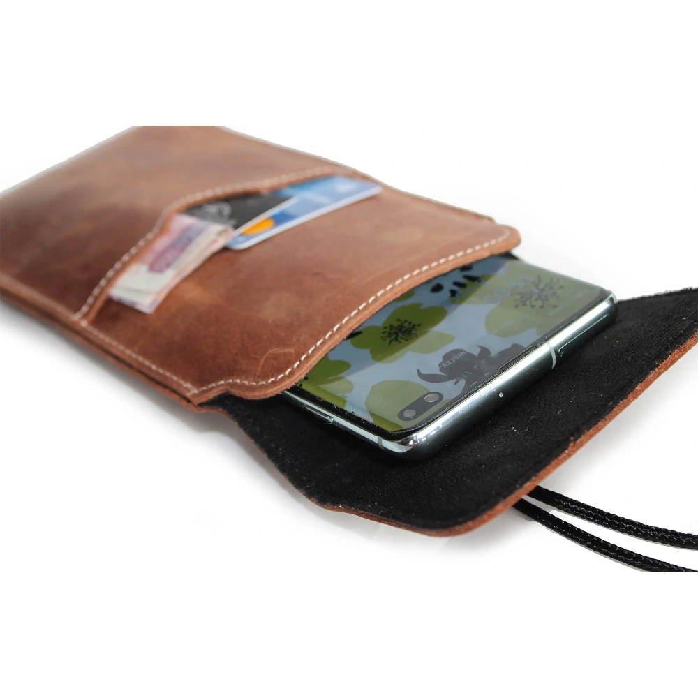 Wholesale LURESKO VISSA 4XL leather case for neck 170x80x9mm (vintage brown with white thread) - LUR61 - {ean13} - Hurt