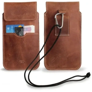Wholesale LURESKO VISSA 4XL leather case for neck 170x80x9mm (vintage brown with white thread) - LUR61 - {ean13} - Hurt