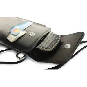 Wholesale LURESKO Vissa S leather case for neck S 144x71x9mm - BLACK - LUR62 - {ean13} - Hurt