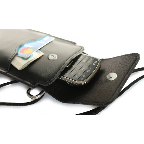 Skórzane etui LURESKO Vissa S na szyję S 144x71x9mm - BLACK