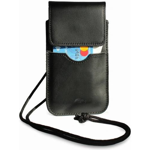 Skórzane etui LURESKO Vissa S na szyję S 144x71x9mm - BLACK