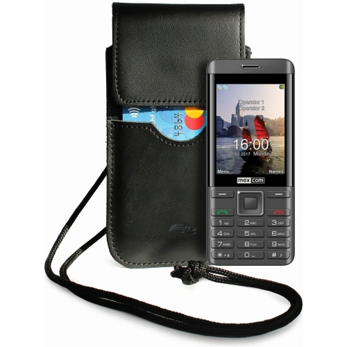 Skórzane etui LURESKO Vissa S na szyję S 144x71x9mm - BLACK