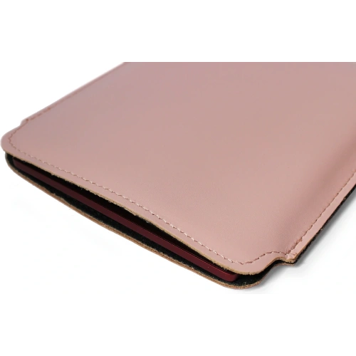 Skórzane etui LURESKO MASTER S na ebook 162x113x9mm (różowy gładki różowa nić)