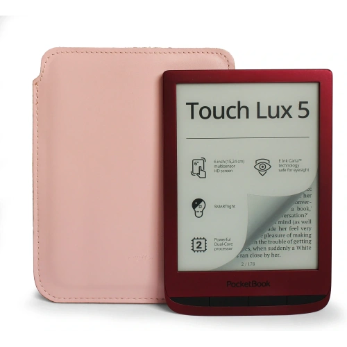 Skórzane etui LURESKO MASTER S na ebook 162x113x9mm (różowy gładki różowa nić)