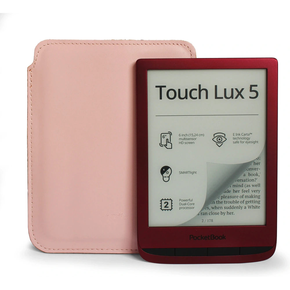 Wholesale LURESKO MASTER S leather case for ebook 162x113x9mm (smooth pink with pink thread) - LUR63 - {ean13} - Hurt