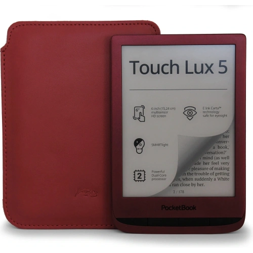 Skórzane etui LURESKO MASTER S na ebook 162x113x9mm (czerwony gładki)