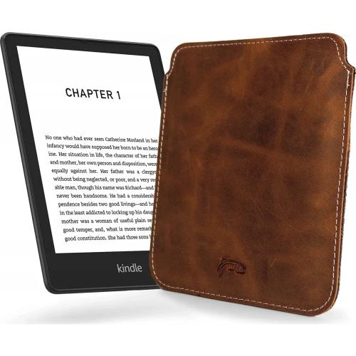 Skórzane etui LURESKO MASTER S na ebook 162x113x9mm (brąz vintage  biała nić)