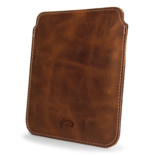 Skórzane etui LURESKO MASTER S na ebook 162x113x9mm (brąz vintage  biała nić)