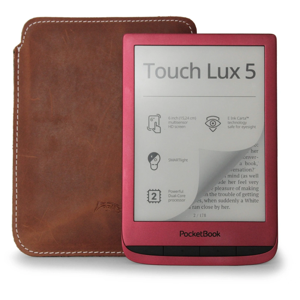 Wholesale LURESKO MASTER S leather case for ebook 162x113x9mm (vintage brown with white thread) - LUR68 - {ean13} - Hurt
