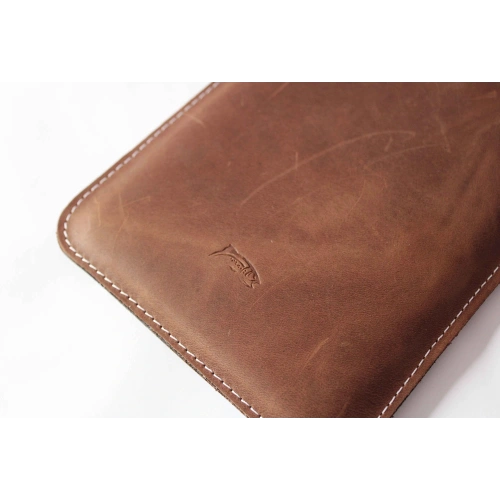 Skórzane etui LURESKO MASTER S na ebook 162x113x9mm (brąz vintage  biała nić)