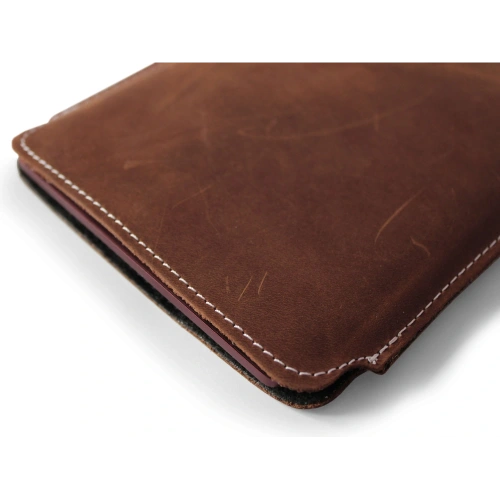 Skórzane etui LURESKO MASTER S na ebook 162x113x9mm (brąz vintage  biała nić)