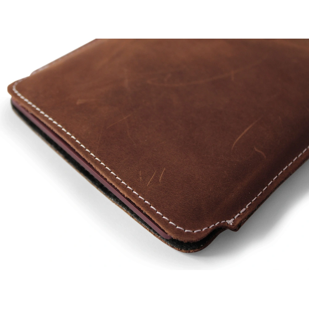 Hurtownia GSM - LURESKO MASTER S kožené pouzdro na ebook 162x113x9mm (vintage hnědé s bílou nití) - LUR68 - {ean13} - Hurt