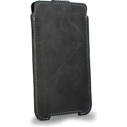 Skórzane etui LURESKO SOFIJA XXXL uniwersalne zapinane na pasek (szary vintage biała nić)