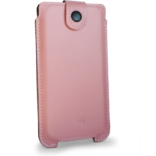 Skórzane etui LURESKO SOFIJA XXXL uniwersalne zapinane na pasek (różowy gładki biała nić)