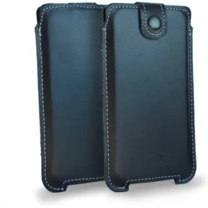 Wholesale LURESKO SOFIJA XXXL leather case universal with strap closure (smooth navy blue with white thread) - LUR72 - {ean13} - Hurt