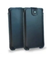 LURESKO SOFIJA XXXL leather case universal with strap closure (smooth navy blue with white thread)