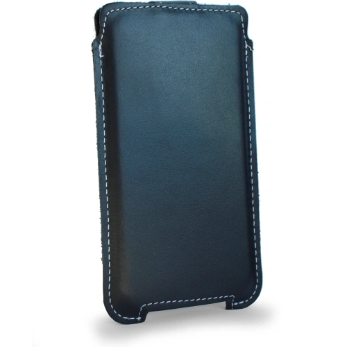 Skórzane etui LURESKO SOFIJA XXXL uniwersalne zapinane na pasek (granatowy gładki biała nić)