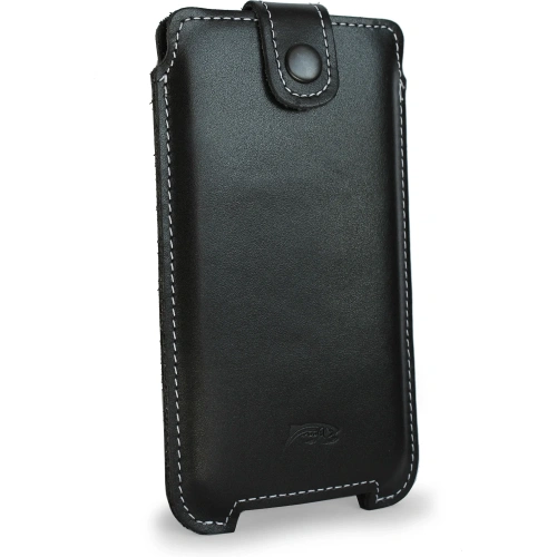 Skórzane etui LURESKO SOFIJA XXXL uniwersalne zapinane na pasek (czarny gładki biała nić)