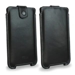 Wholesale LURESKO SOFIJA XXXL leather case universal with a strap closure (black smooth with white thread) - LUR74 - {ean13} - Hurt