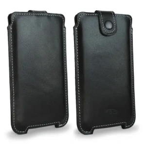 Wholesale LURESKO SOFIJA XXXL leather case universal with a strap closure (black smooth with white thread) - LUR74 - {ean13} - Hurt
