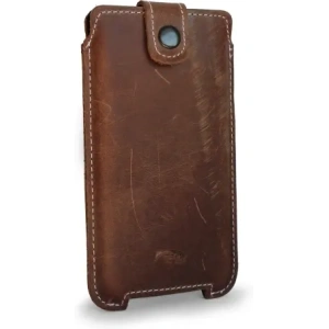 Wholesale LURESKO SOFIJA XXXL leather case universal with a strap closure (vintage brown with white thread) - LUR75 - {ean13} - Hurt