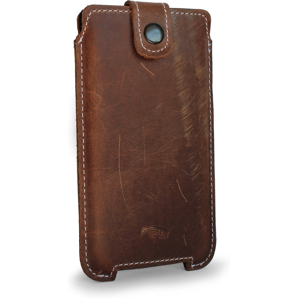 Wholesale LURESKO SOFIJA XXXL leather case universal with a strap closure (vintage brown with white thread) - LUR75 - {ean13} - Hurt