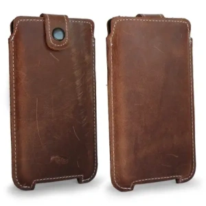 Wholesale LURESKO SOFIJA XXXL leather case universal with a strap closure (vintage brown with white thread) - LUR75 - {ean13} - Hurt