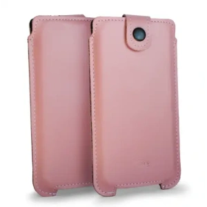 Wholesale LURESKO SOFIJA XXL leather case universal with strap closure (smooth pink with white thread) - LUR77 - {ean13} - Hurt